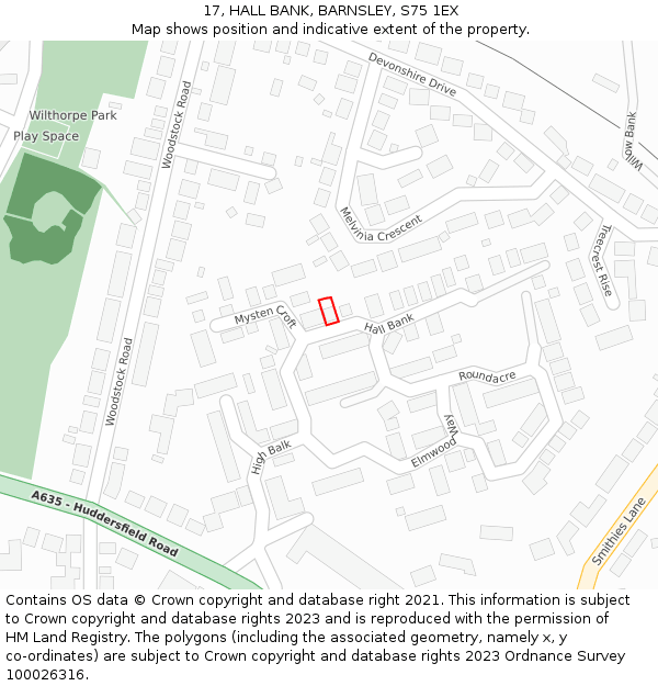 17, HALL BANK, BARNSLEY, S75 1EX: Location map and indicative extent of plot