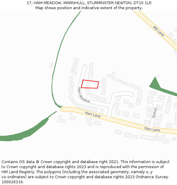 17, HAM MEADOW, MARNHULL, STURMINSTER NEWTON, DT10 1LR: Location map and indicative extent of plot