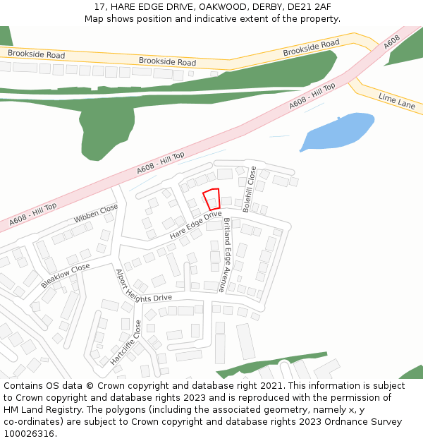 17, HARE EDGE DRIVE, OAKWOOD, DERBY, DE21 2AF: Location map and indicative extent of plot