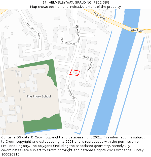 17, HELMSLEY WAY, SPALDING, PE12 6BG: Location map and indicative extent of plot