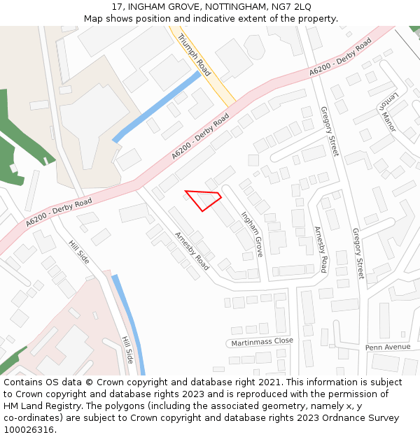 17, INGHAM GROVE, NOTTINGHAM, NG7 2LQ: Location map and indicative extent of plot