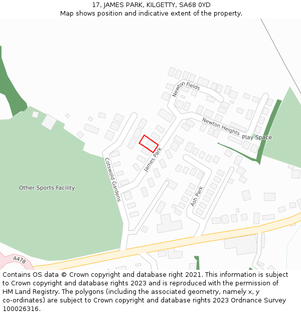 17, JAMES PARK, KILGETTY, SA68 0YD: Location map and indicative extent of plot