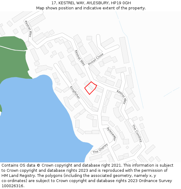 17, KESTREL WAY, AYLESBURY, HP19 0GH: Location map and indicative extent of plot