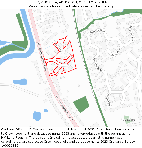 17, KINGS LEA, ADLINGTON, CHORLEY, PR7 4EN: Location map and indicative extent of plot