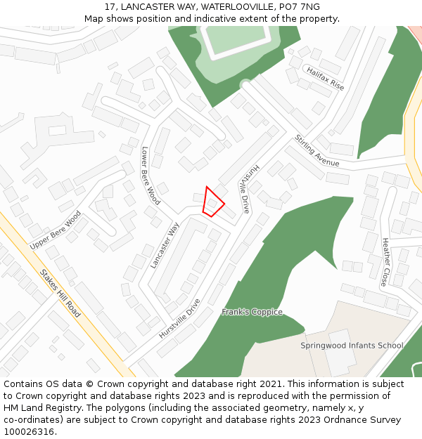 17, LANCASTER WAY, WATERLOOVILLE, PO7 7NG: Location map and indicative extent of plot