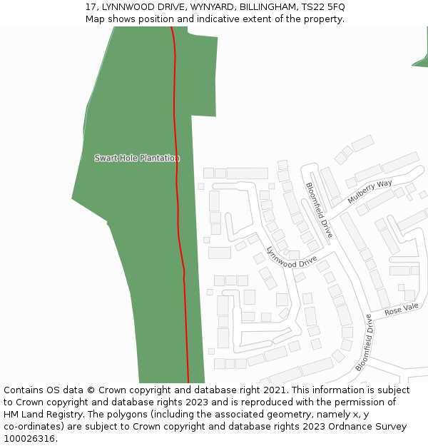 17, LYNNWOOD DRIVE, WYNYARD, BILLINGHAM, TS22 5FQ: Location map and indicative extent of plot