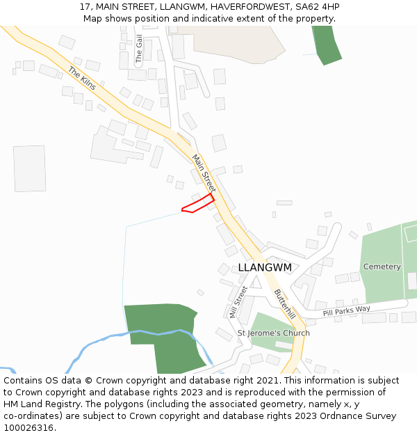 17, MAIN STREET, LLANGWM, HAVERFORDWEST, SA62 4HP: Location map and indicative extent of plot