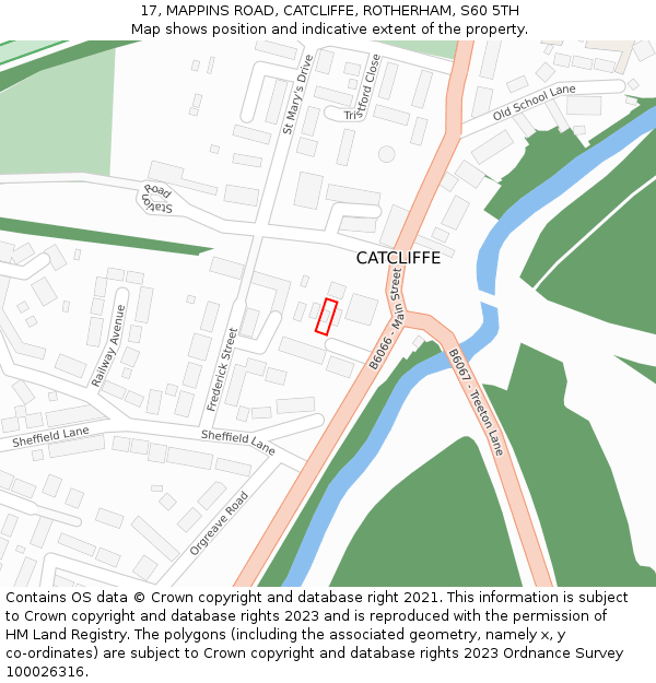 17, MAPPINS ROAD, CATCLIFFE, ROTHERHAM, S60 5TH: Location map and indicative extent of plot