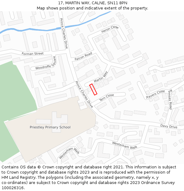 17, MARTIN WAY, CALNE, SN11 8PN: Location map and indicative extent of plot