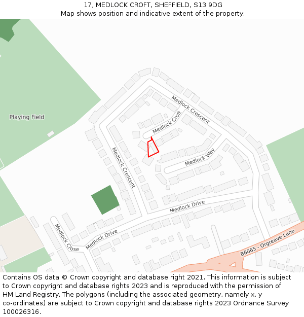 17, MEDLOCK CROFT, SHEFFIELD, S13 9DG: Location map and indicative extent of plot