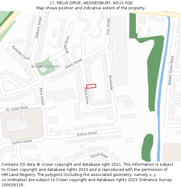 17, MELIA DRIVE, WEDNESBURY, WS10 0QE: Location map and indicative extent of plot