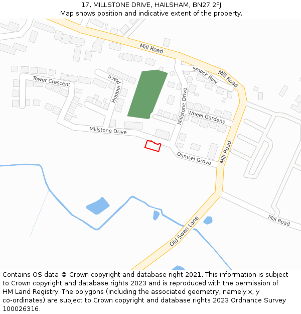 17, MILLSTONE DRIVE, HAILSHAM, BN27 2FJ: Location map and indicative extent of plot