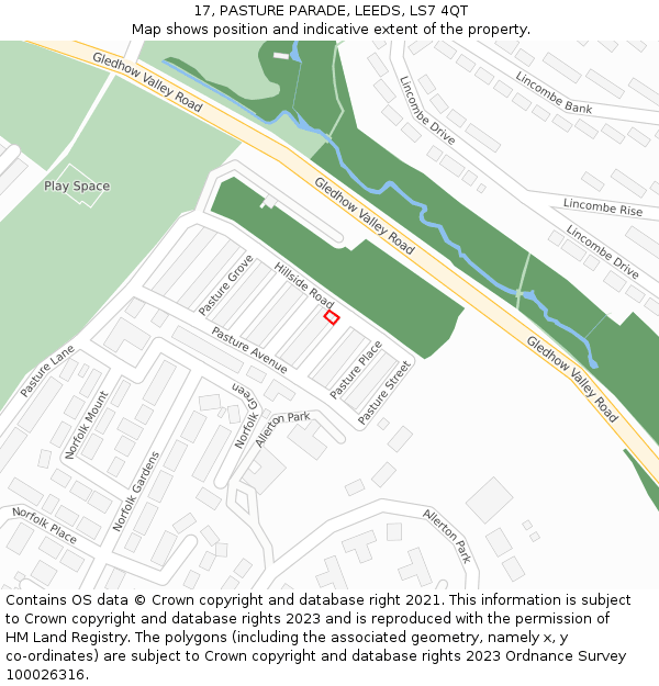 17, PASTURE PARADE, LEEDS, LS7 4QT: Location map and indicative extent of plot