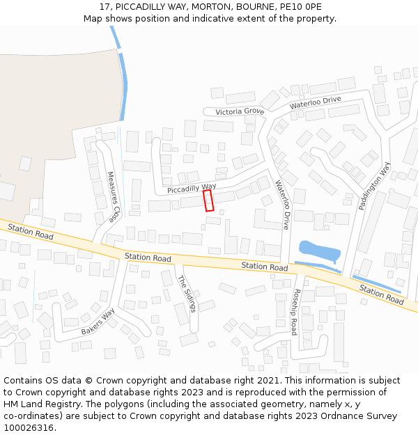 17, PICCADILLY WAY, MORTON, BOURNE, PE10 0PE: Location map and indicative extent of plot