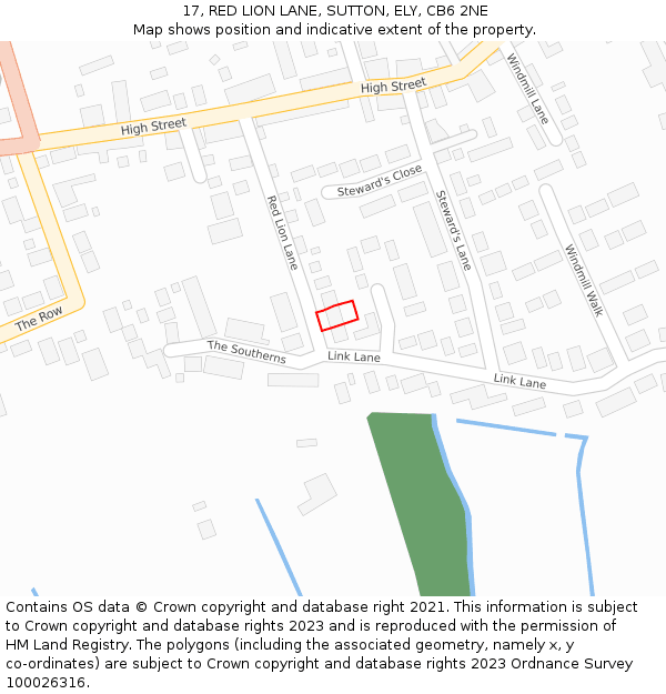 17, RED LION LANE, SUTTON, ELY, CB6 2NE: Location map and indicative extent of plot