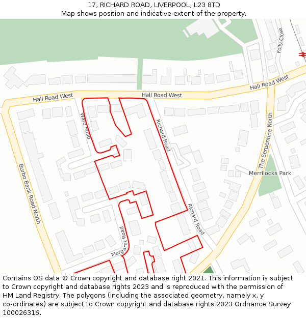 17, RICHARD ROAD, LIVERPOOL, L23 8TD: Location map and indicative extent of plot