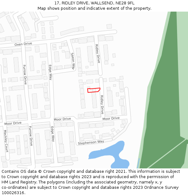 17, RIDLEY DRIVE, WALLSEND, NE28 9FL: Location map and indicative extent of plot