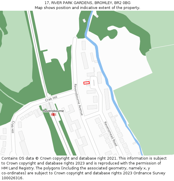 17, RIVER PARK GARDENS, BROMLEY, BR2 0BG: Location map and indicative extent of plot