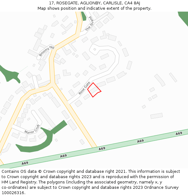 17, ROSEGATE, AGLIONBY, CARLISLE, CA4 8AJ: Location map and indicative extent of plot