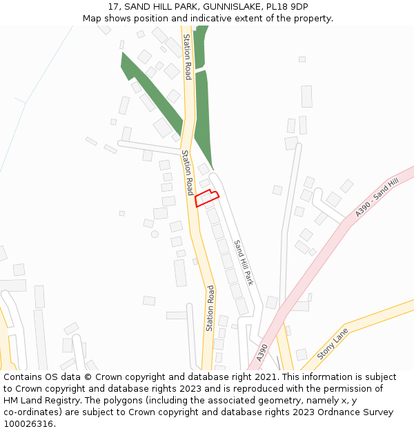 17, SAND HILL PARK, GUNNISLAKE, PL18 9DP: Location map and indicative extent of plot