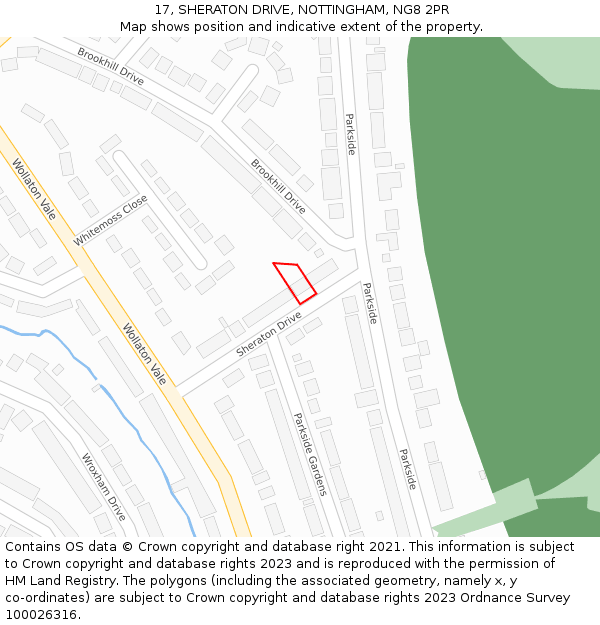 17, SHERATON DRIVE, NOTTINGHAM, NG8 2PR: Location map and indicative extent of plot