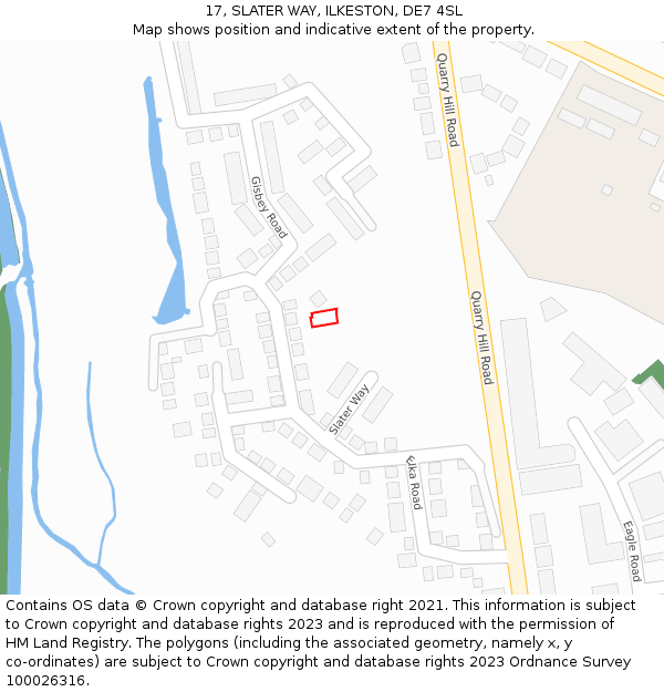 17, SLATER WAY, ILKESTON, DE7 4SL: Location map and indicative extent of plot