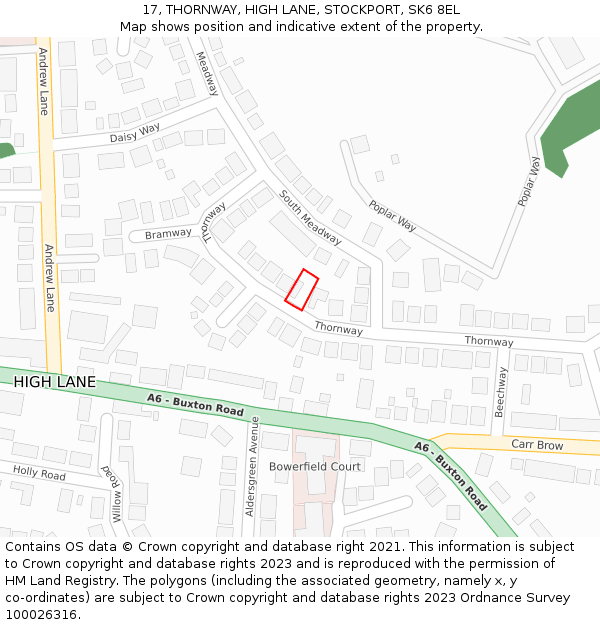 17, THORNWAY, HIGH LANE, STOCKPORT, SK6 8EL: Location map and indicative extent of plot