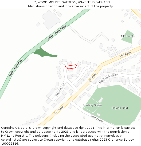 17, WOOD MOUNT, OVERTON, WAKEFIELD, WF4 4SB: Location map and indicative extent of plot