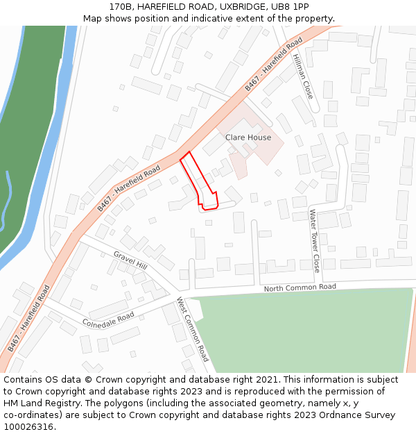 170B, HAREFIELD ROAD, UXBRIDGE, UB8 1PP: Location map and indicative extent of plot