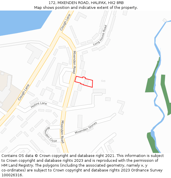 172, MIXENDEN ROAD, HALIFAX, HX2 8RB: Location map and indicative extent of plot