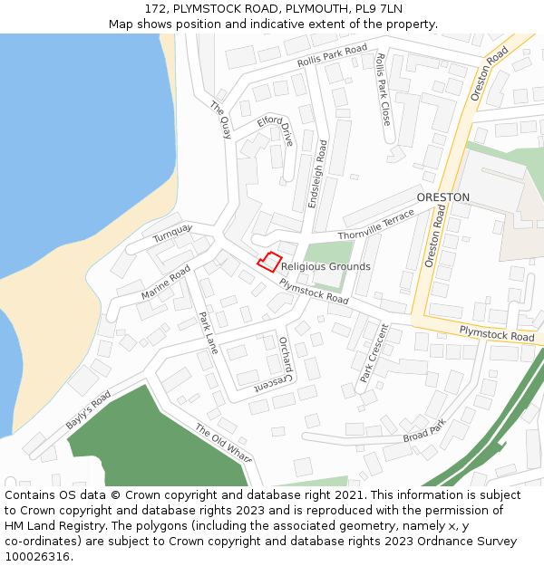 172, PLYMSTOCK ROAD, PLYMOUTH, PL9 7LN: Location map and indicative extent of plot