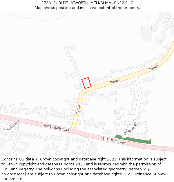 173A, PURLPIT, ATWORTH, MELKSHAM, SN12 8HG: Location map and indicative extent of plot