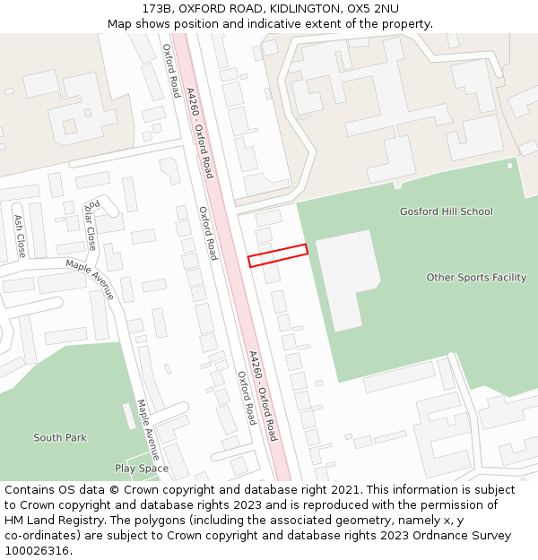 173B, OXFORD ROAD, KIDLINGTON, OX5 2NU: Location map and indicative extent of plot