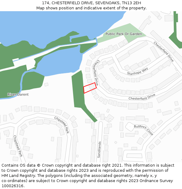 174, CHESTERFIELD DRIVE, SEVENOAKS, TN13 2EH: Location map and indicative extent of plot