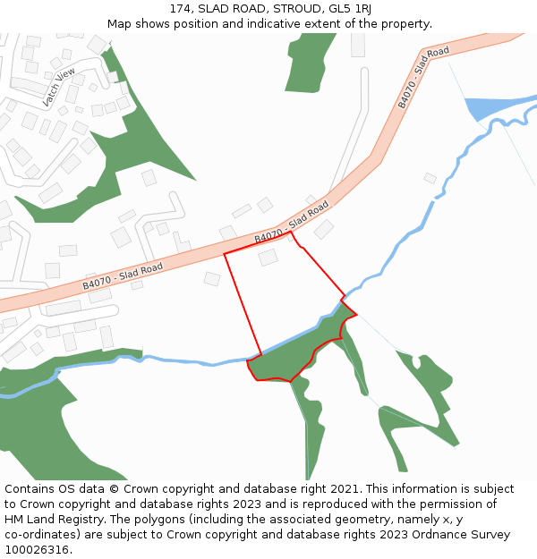 174, SLAD ROAD, STROUD, GL5 1RJ: Location map and indicative extent of plot