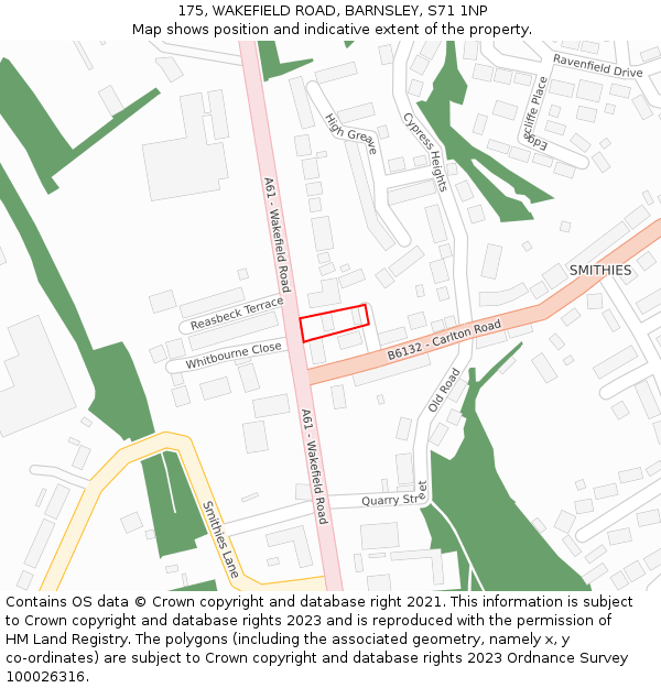 175, WAKEFIELD ROAD, BARNSLEY, S71 1NP: Location map and indicative extent of plot