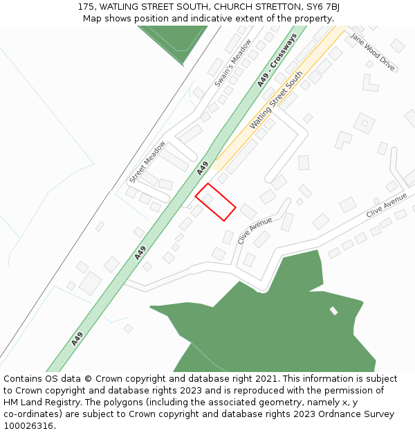 175, WATLING STREET SOUTH, CHURCH STRETTON, SY6 7BJ: Location map and indicative extent of plot