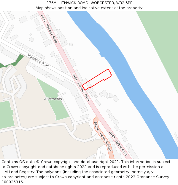 176A, HENWICK ROAD, WORCESTER, WR2 5PE: Location map and indicative extent of plot