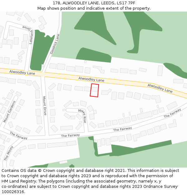 178, ALWOODLEY LANE, LEEDS, LS17 7PF: Location map and indicative extent of plot