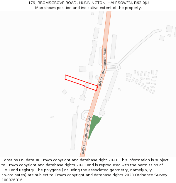 179, BROMSGROVE ROAD, HUNNINGTON, HALESOWEN, B62 0JU: Location map and indicative extent of plot