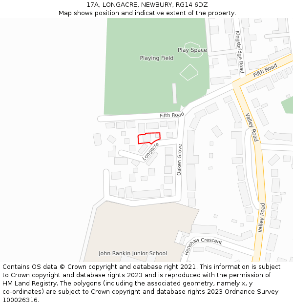 17A, LONGACRE, NEWBURY, RG14 6DZ: Location map and indicative extent of plot