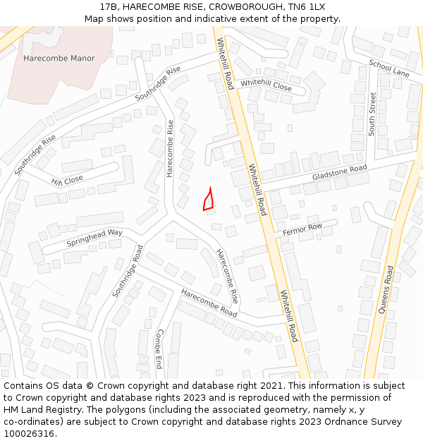 17B, HARECOMBE RISE, CROWBOROUGH, TN6 1LX: Location map and indicative extent of plot