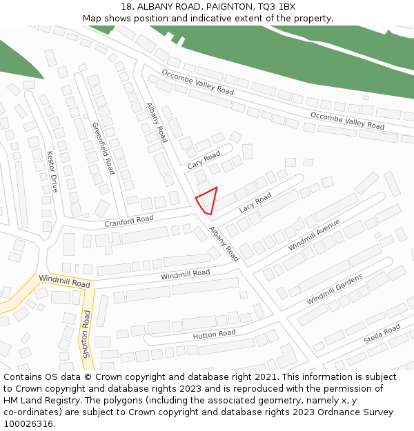 18, ALBANY ROAD, PAIGNTON, TQ3 1BX: Location map and indicative extent of plot