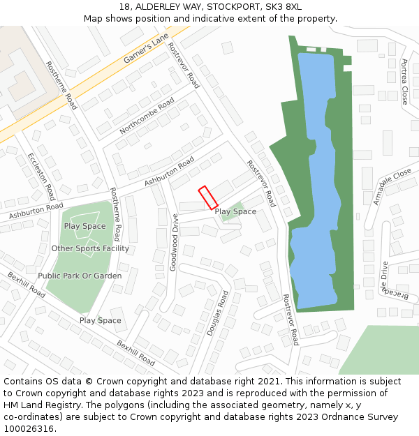 18, ALDERLEY WAY, STOCKPORT, SK3 8XL: Location map and indicative extent of plot