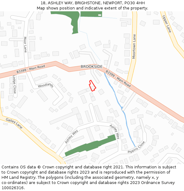 18, ASHLEY WAY, BRIGHSTONE, NEWPORT, PO30 4HH: Location map and indicative extent of plot