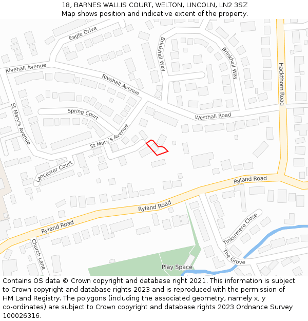 18, BARNES WALLIS COURT, WELTON, LINCOLN, LN2 3SZ: Location map and indicative extent of plot