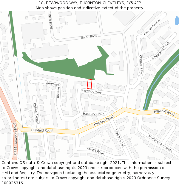 18, BEARWOOD WAY, THORNTON-CLEVELEYS, FY5 4FP: Location map and indicative extent of plot