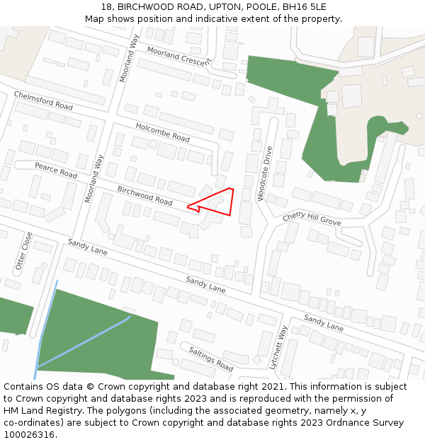 18, BIRCHWOOD ROAD, UPTON, POOLE, BH16 5LE: Location map and indicative extent of plot