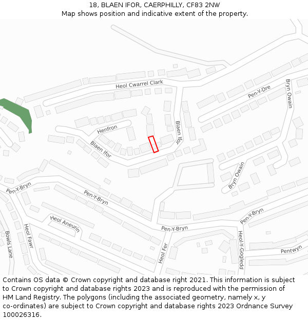 18, BLAEN IFOR, CAERPHILLY, CF83 2NW: Location map and indicative extent of plot