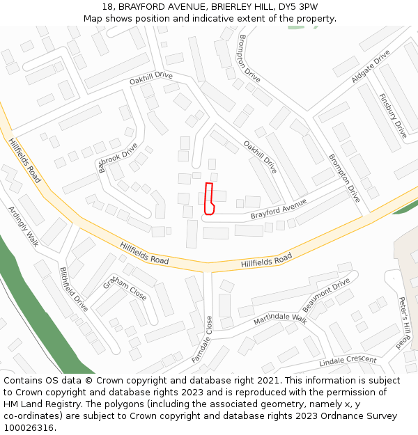 18, BRAYFORD AVENUE, BRIERLEY HILL, DY5 3PW: Location map and indicative extent of plot